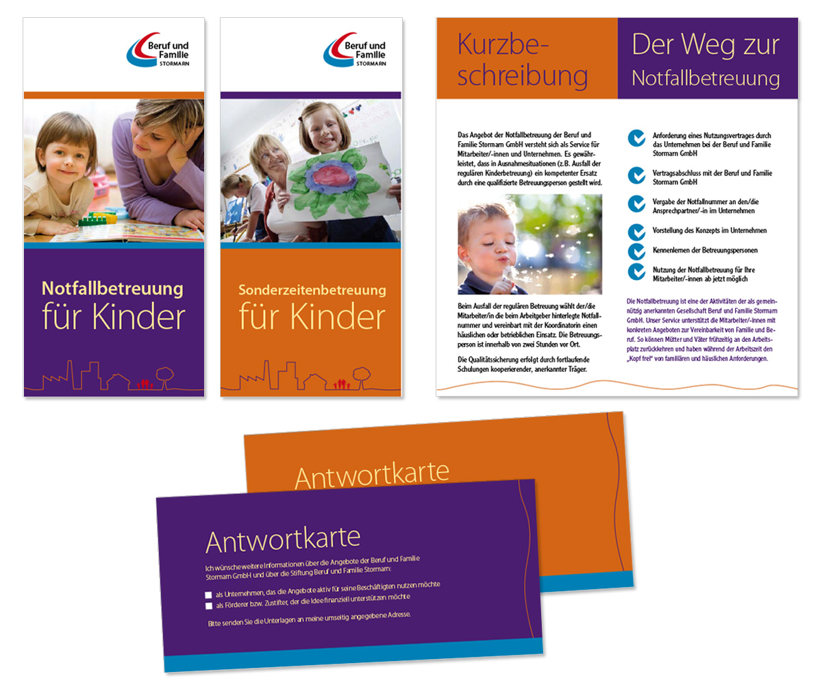Flyerdesign, Faltblatt, Broschüre für die Stormarn Stiftung Beruf und Familie von Doris Peiter