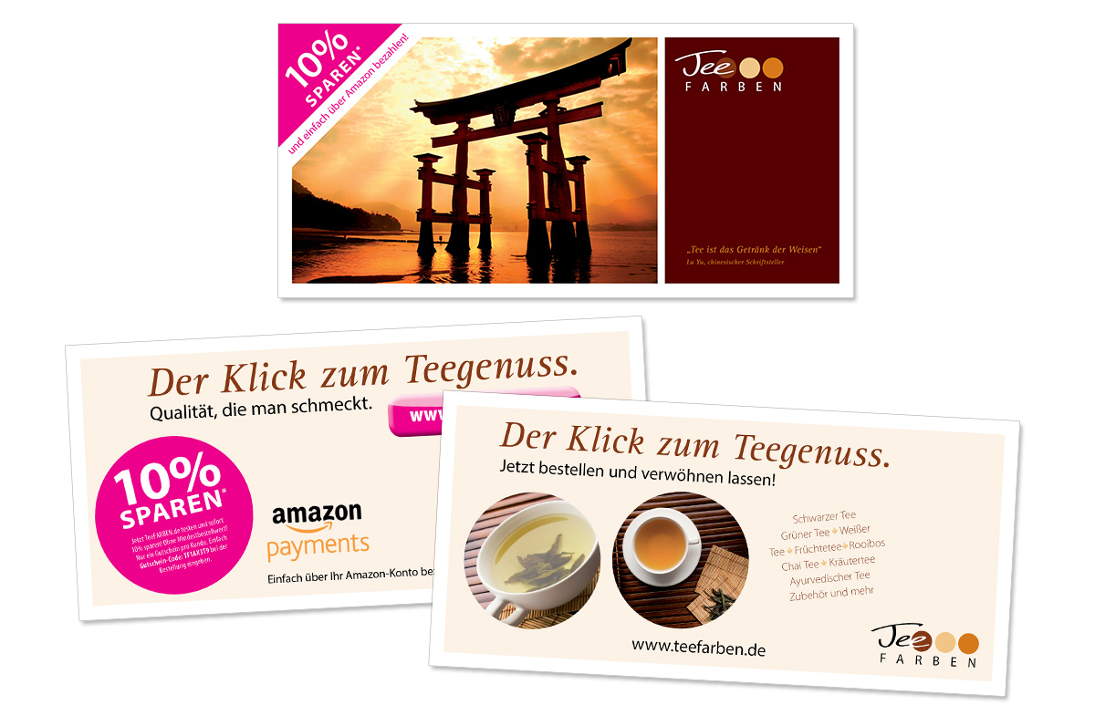 Flyerdesign, Faltblatt, Broschüre für TeeFARBEN von Doris Peiter