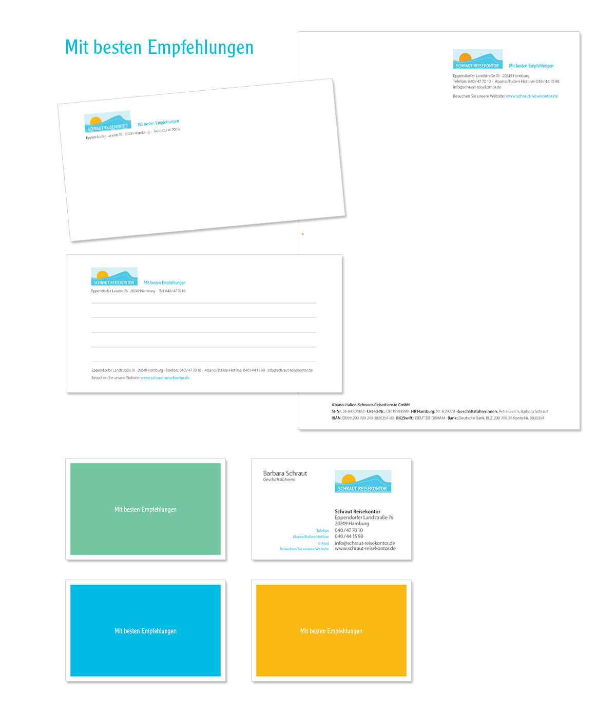 Geschäftsaustattung, Visitenkarte und Unternehmensdesign für Schraut Reisekontor von Doris Peiter