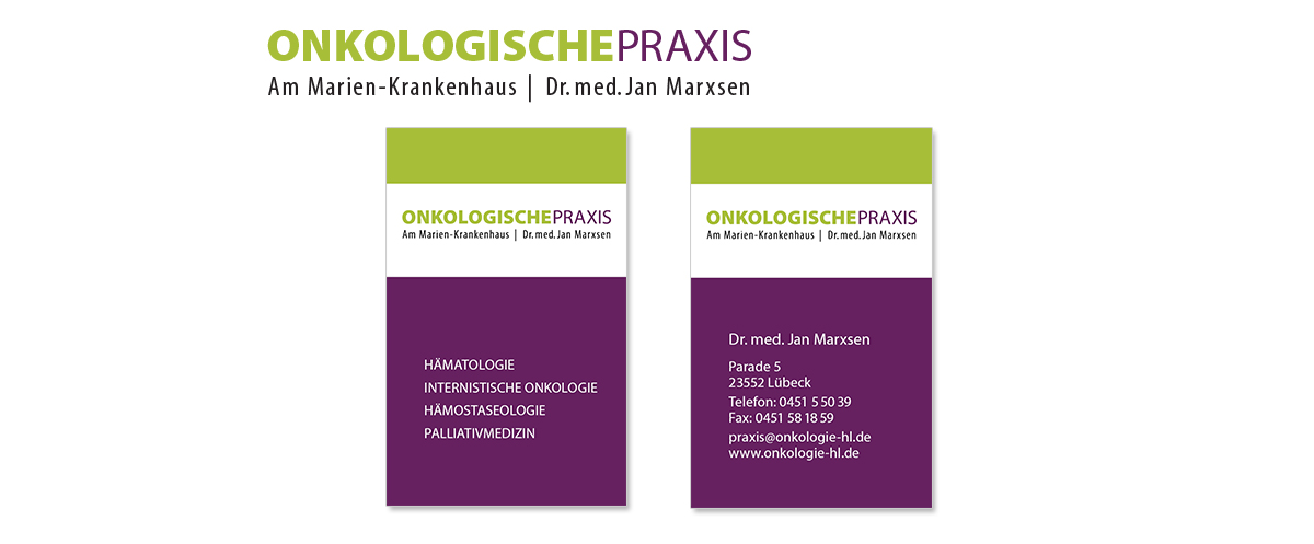 Geschäftsaustattung und Unternehmensdesign für Dr. Marxsen Onkologische Praxis von Doris Peiter