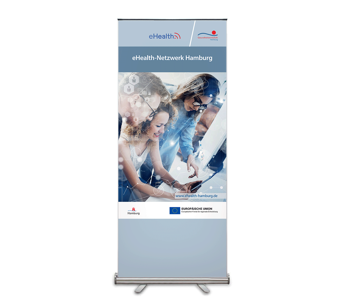 Roll-up Werbedesign für das E-Health Netzwerk von Doris Peiter
