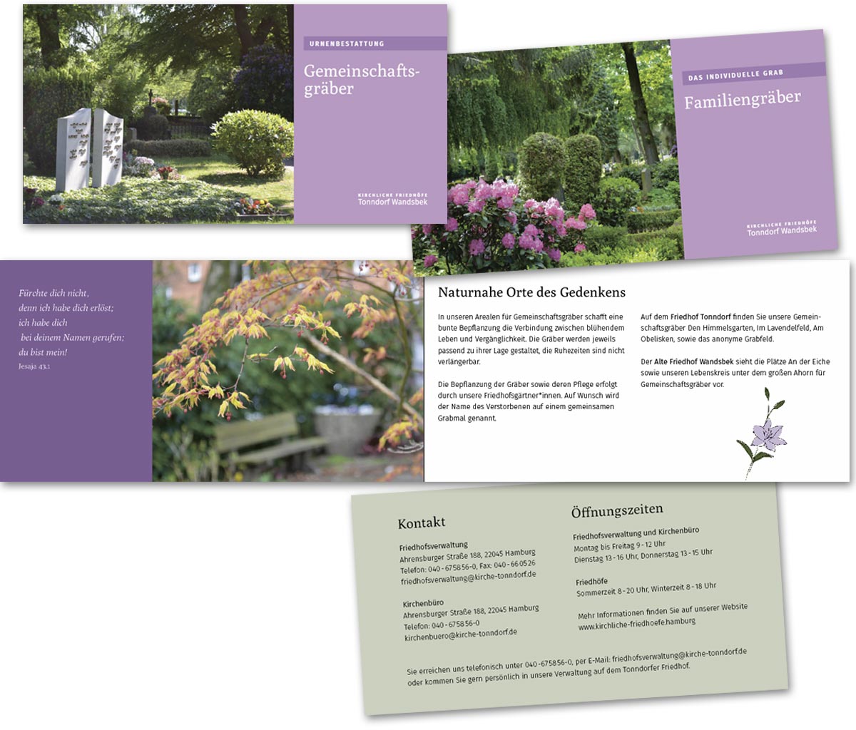 Faltblätter zu den verschiedenen Grabarten