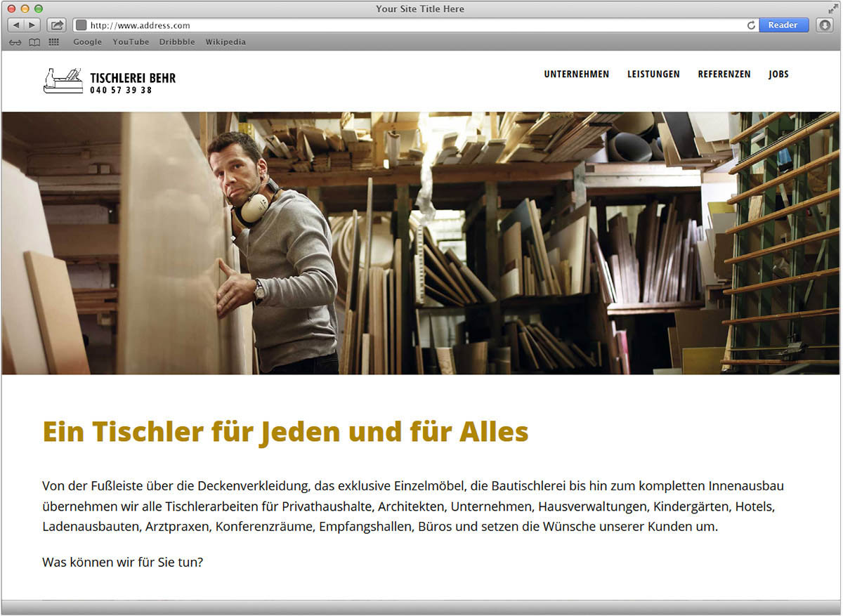 Webdesign und Umsetzung für die Tischlerei Behr