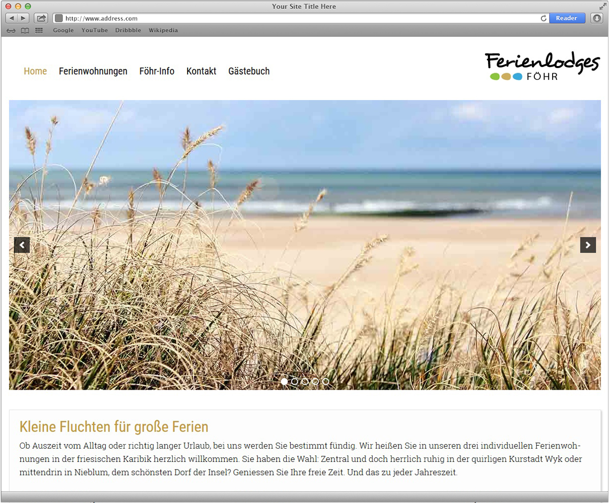 Website für Ferienlodges Föhr gestaltet von Doris Peiter