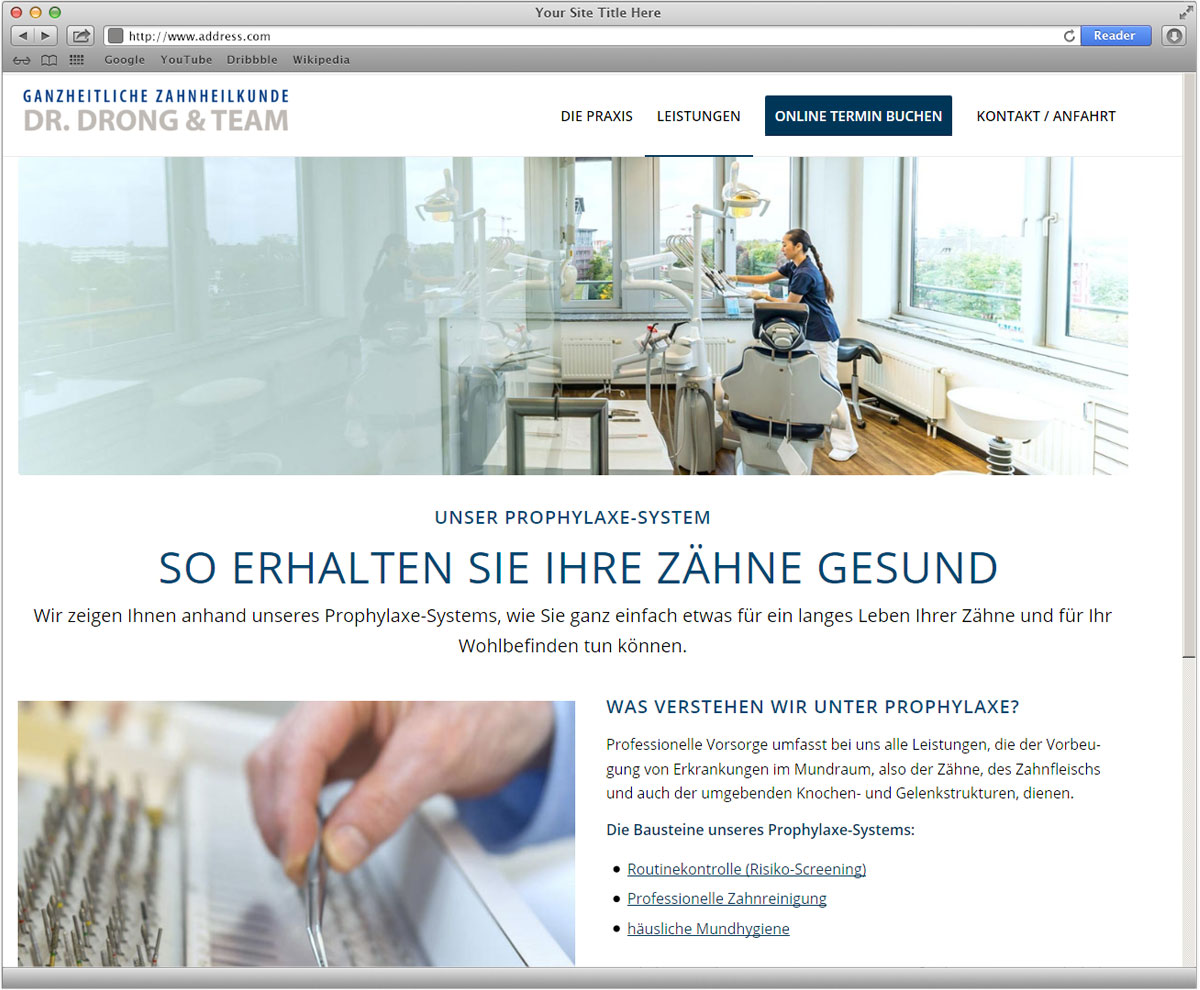 Website Dr. Drong, Zahnarzt