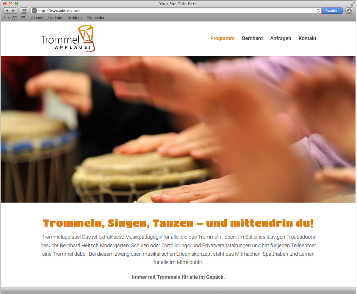 Internetpräsenz für Bernhard Heitsch Trommelapplaus von Doris Peiter