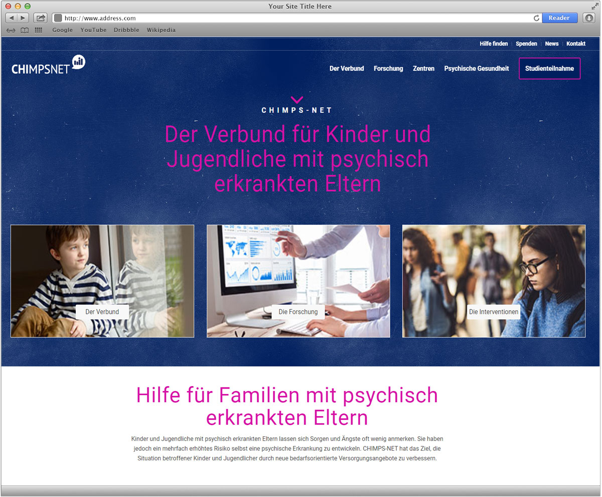 Website für das UKE Forschungsprojekt CHIMPS-NET